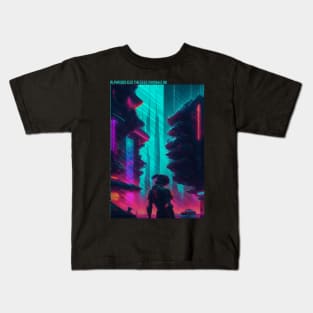 Neon Cyberpunk City Kids T-Shirt